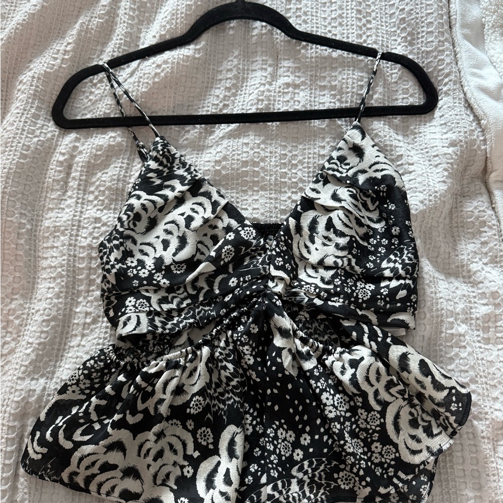 Zara Black and White Floral Camisole